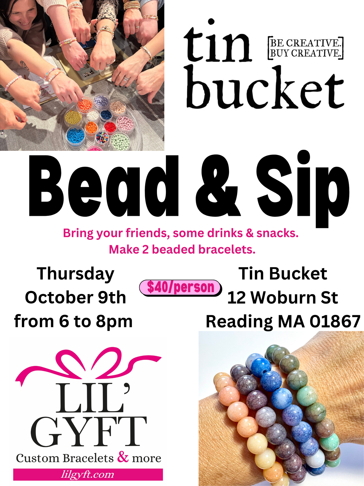 Bead & Sip at Tin Bucket - Thursday October 9th - 6 to 8pm