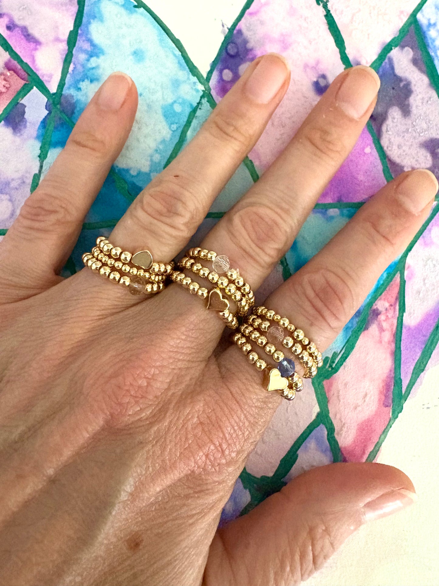 Stretchy beaded rings - Stack of 3