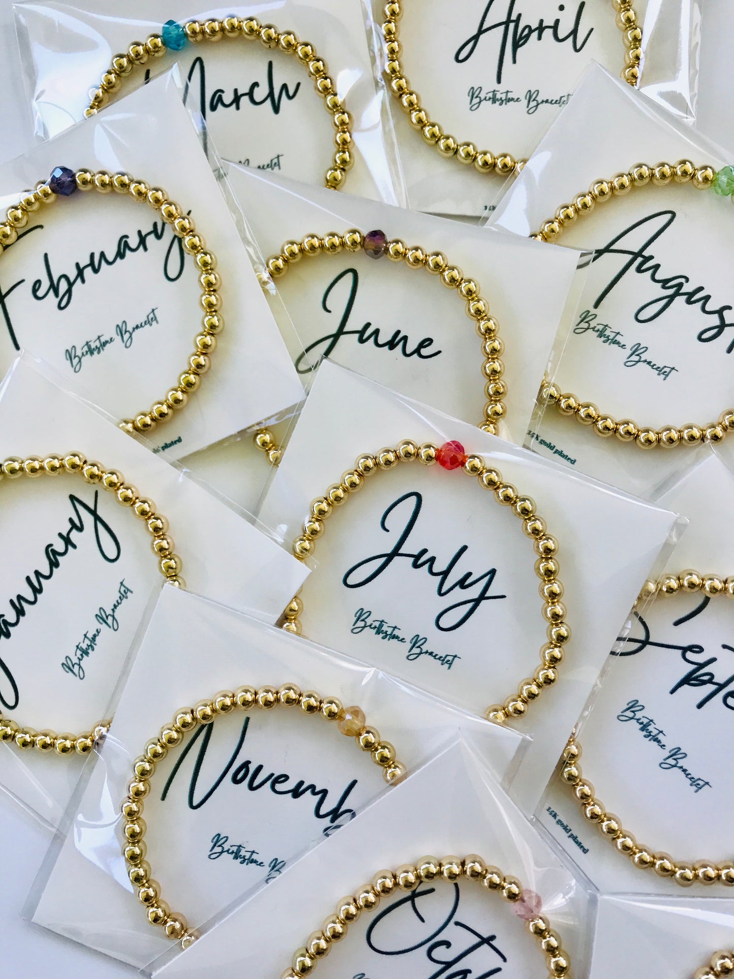 Birthstone bracelet - Gold plated 6mm