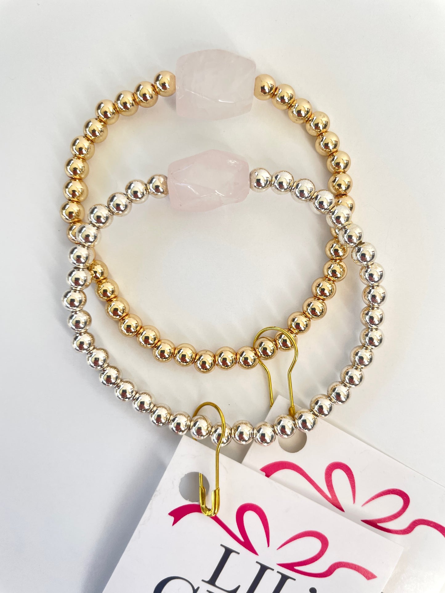 Rose Quartz nugget bracelet