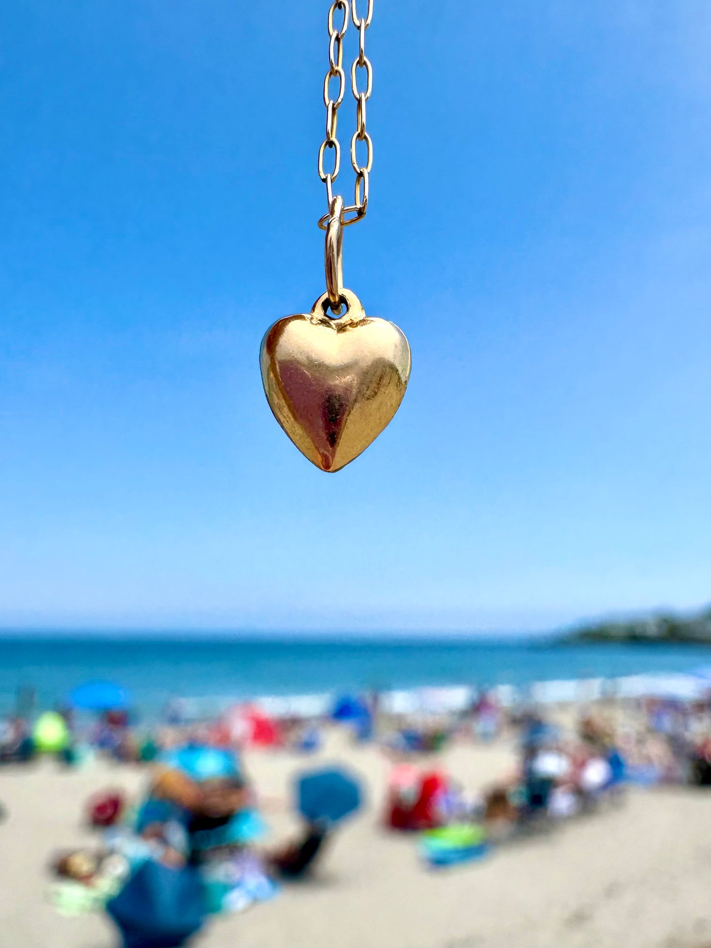 Tiny Gold Puffy Heart Pendant