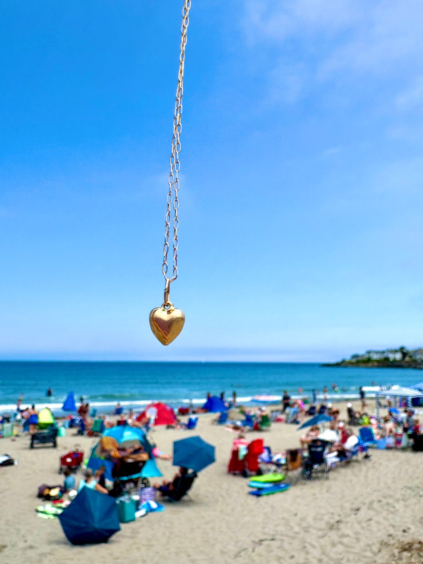 Tiny Gold Puffy Heart Pendant