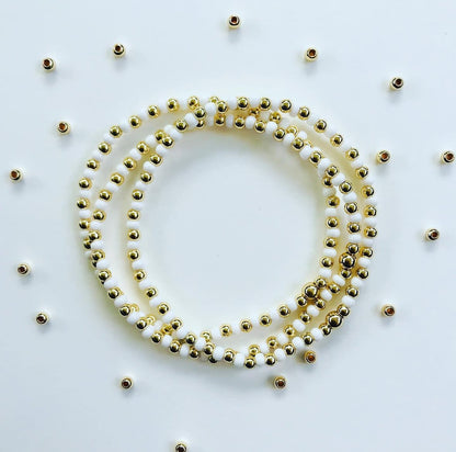 White Seed Bead Bracelets - Stack of 3