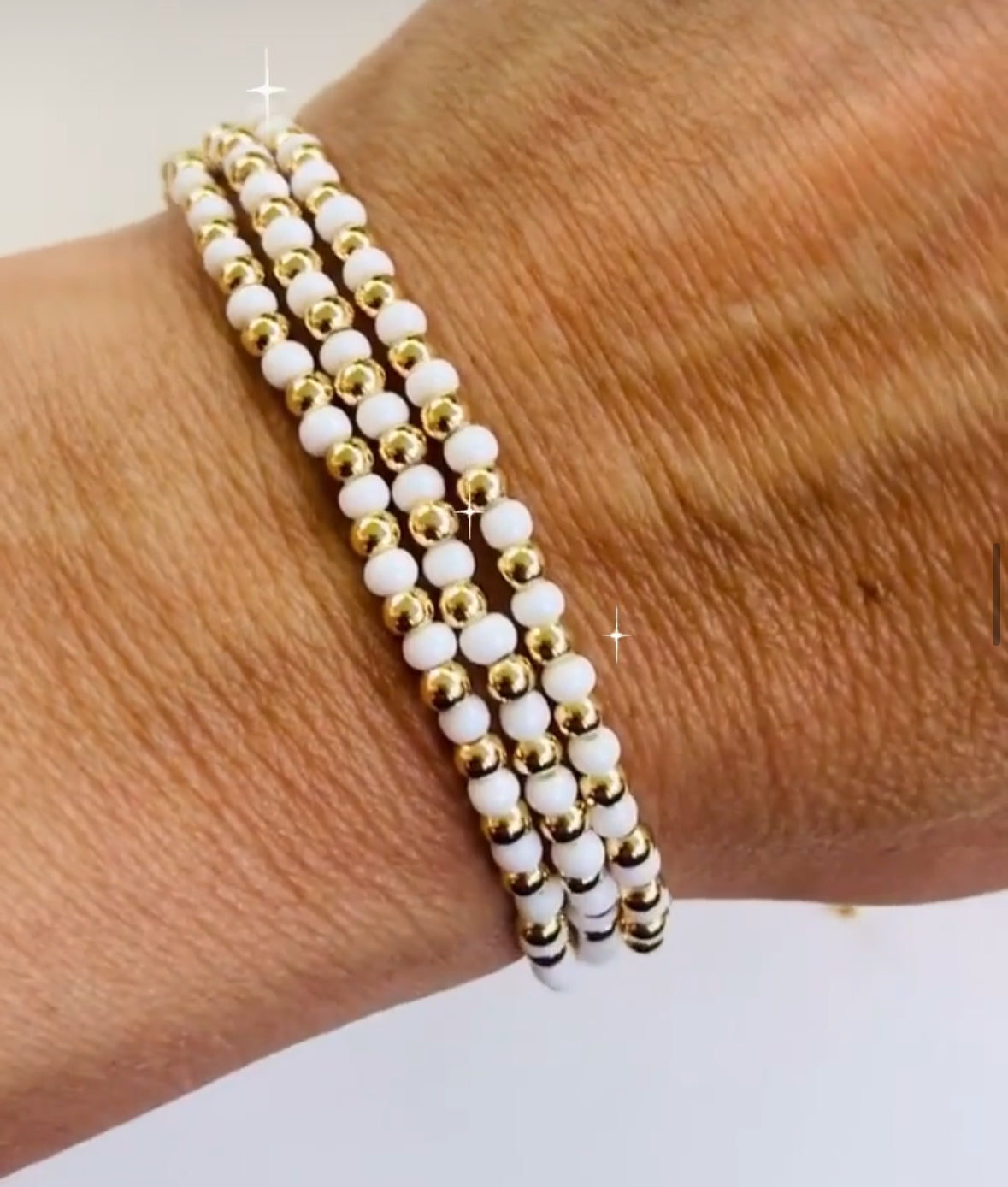 White Seed Bead Bracelets - Stack of 3