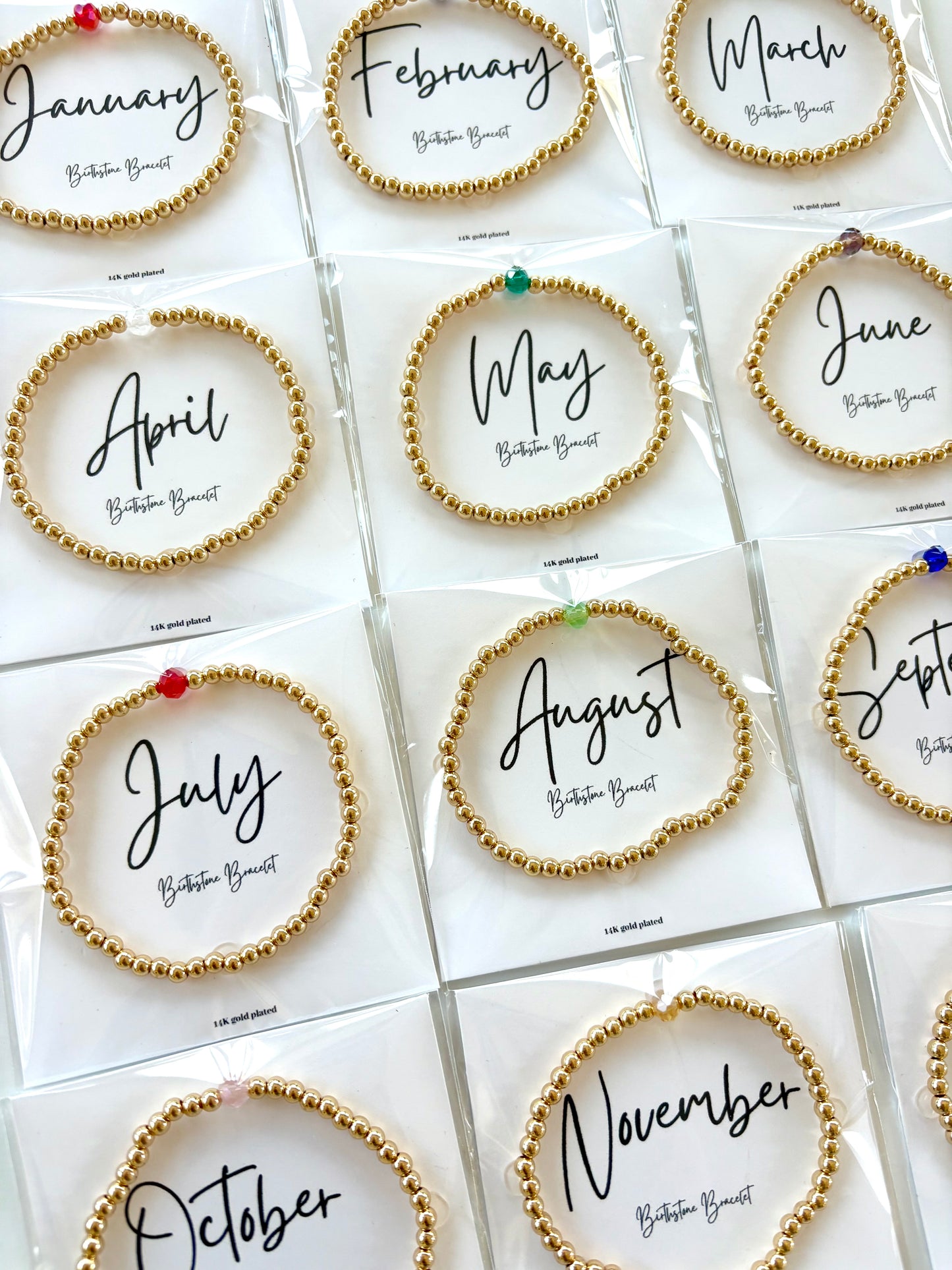 Birthstone Bracelets - Gold & 1 Gemstone