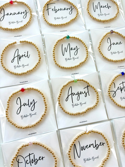 Birthstone Bracelets - Gold & 1 Gemstone
