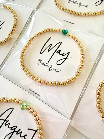 Birthstone Bracelets - Gold & 1 Gemstone