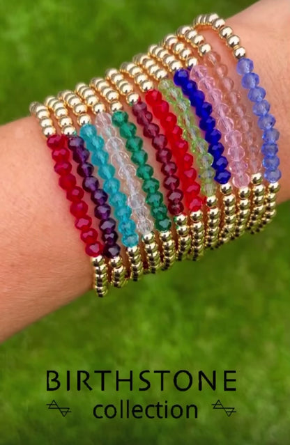 Birthstone bracelet - Gold plated 4mm